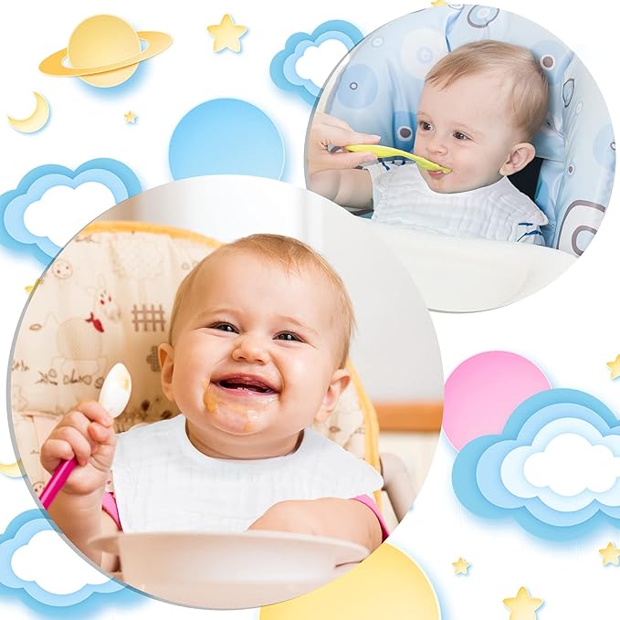 Geyoga 10 Pcs Baby Bibs 360° Rotate Baby Bandana Muslin Drool Bibs Petal Bibs - Image 5