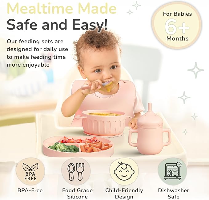 mimi & kiki BPA-Free Silicone Baby Feeding Set, Baby Plates and Bowls Set - Image 4