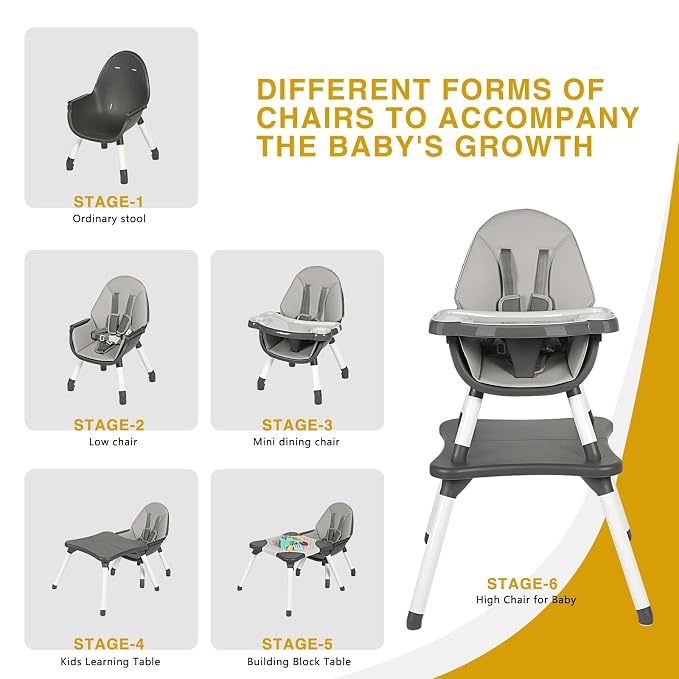 Gofirst 6 in 1 Baby High Chair, Convertible High Chairs - Image 5