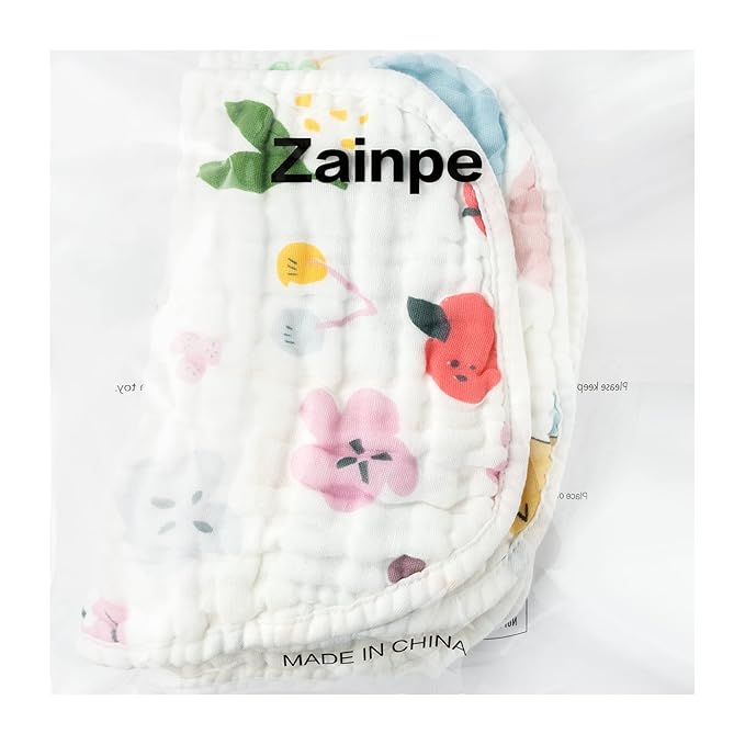 Zainpe 6Pcs Snap Muslin Cotton Baby Bibs Star Cat Rabbit Pattern Adjustable - Image 7