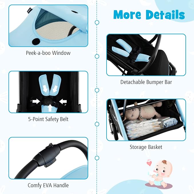 BABY JOY Lightweight Baby Stroller, Compact Travel Stroller - Image 5