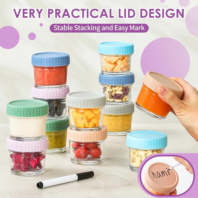 DRKIO 12 Pack Glass Baby Food Storage Containers - 4 Oz Baby Food Jars - Image 5