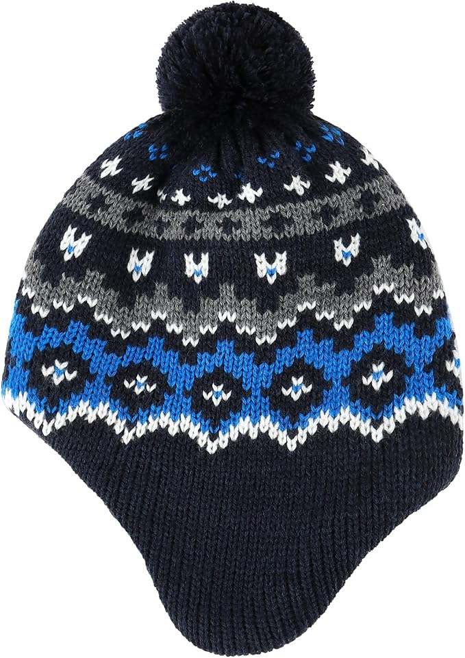 Duoyeree Kids Beanie Hat for Boys Girls Pom-pom Kint Hats Cozy Lining Winter - Image 3