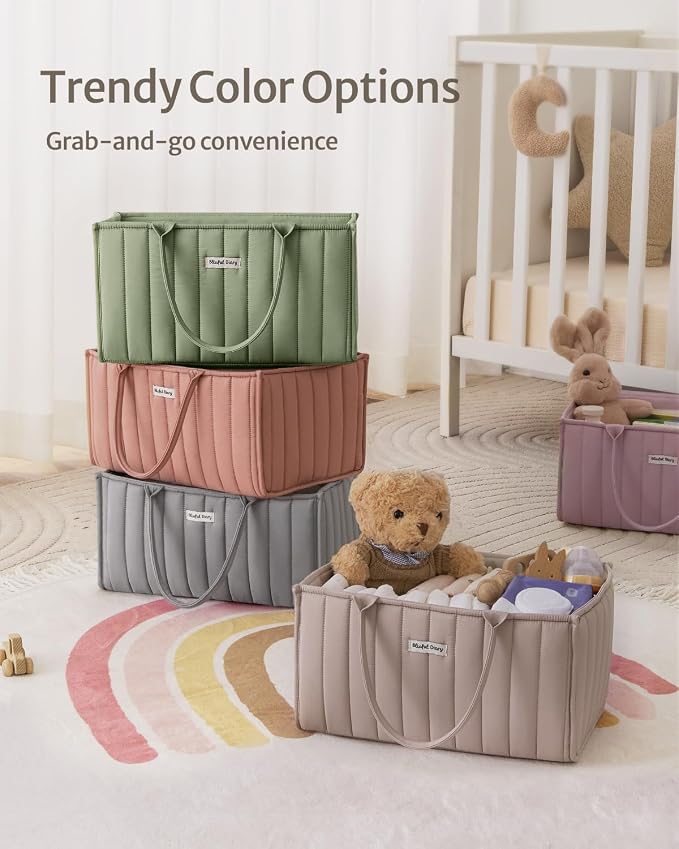 Blissful Diary Baby Diaper Caddy Organizer, Stylish Storage Basket - Image 8