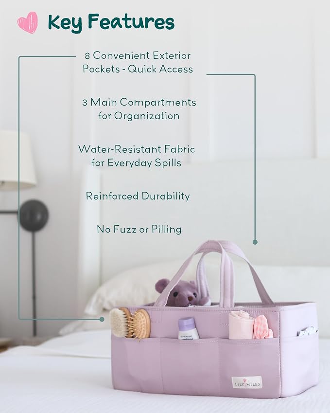 Lily Miles Baby Diaper Caddy Organizer, Wipeable Diaper Organizer Basket - Image 3