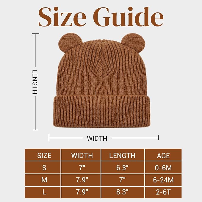 Bear Baby Beanie Knitted Baby Winter Hat Infant Toddler Boys Girls Beanie - Image 6
