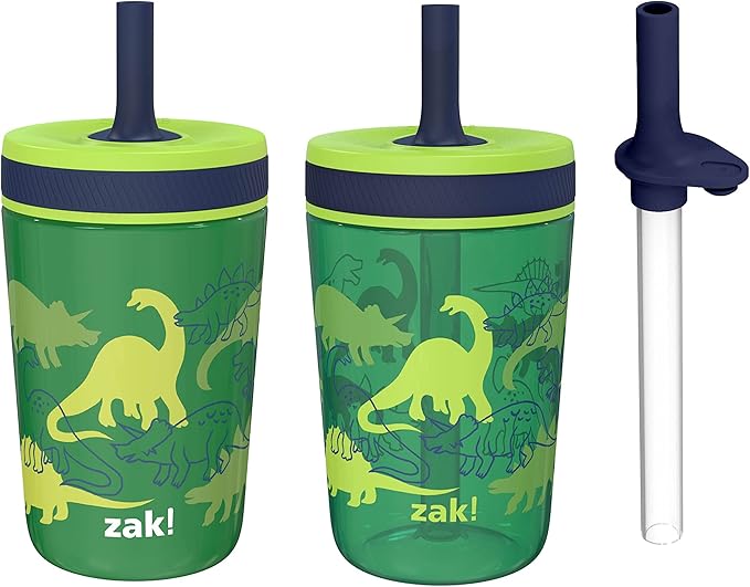 Zak Designs Dino Camo Kelso Tumbler 3pc Set, Leak-Proof Screw-On Lid by ZakDesigns