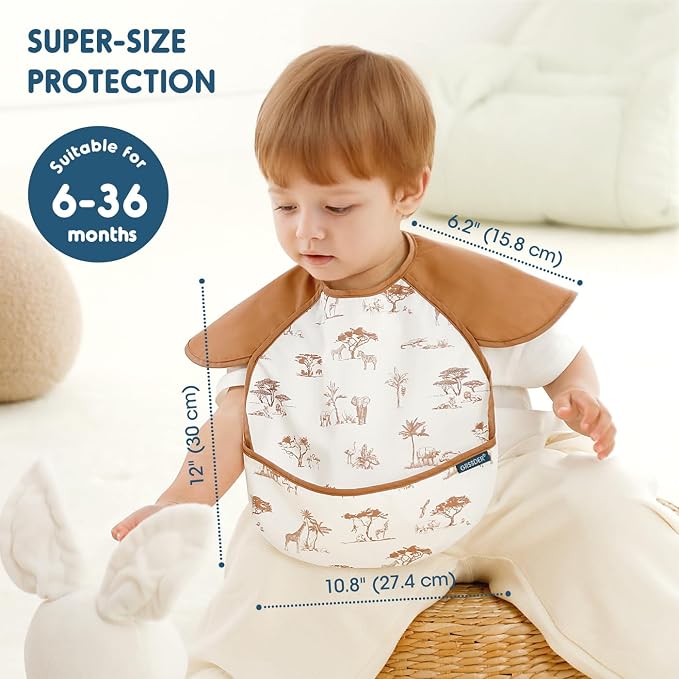 GRSSDER 3-pack Mess Proof Baby Feeding Bibs - Image 3