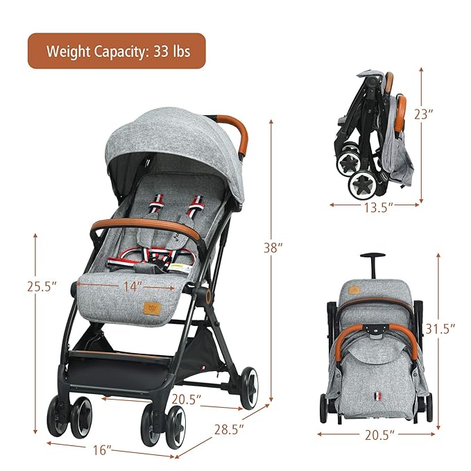 BABY JOY Lightweight Baby Stroller, Compact Toddler Travel Stroller - Image 7
