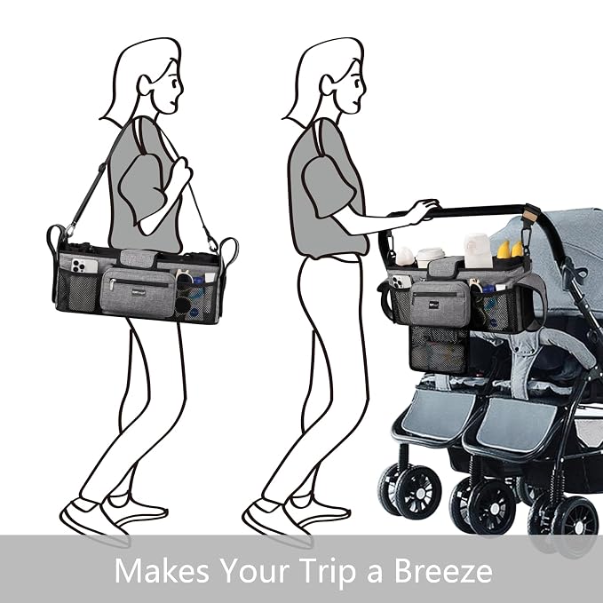 TOPDesign Universal Baby Stroller Organizer, Double Stroller Caddy - Image 8