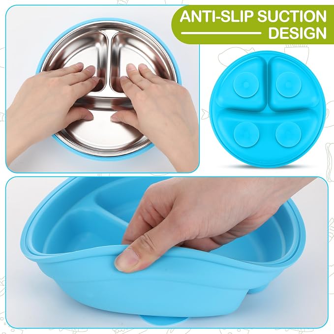 Nuogo 2 Pcs Stainless Steel Baby Suction Plates - Image 6