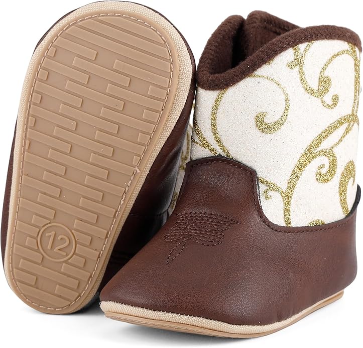 MK MATT KEELY Leather Western Boots Cowboy Bootie Soft Sole Non-Slip Crib Shoes - Image 5