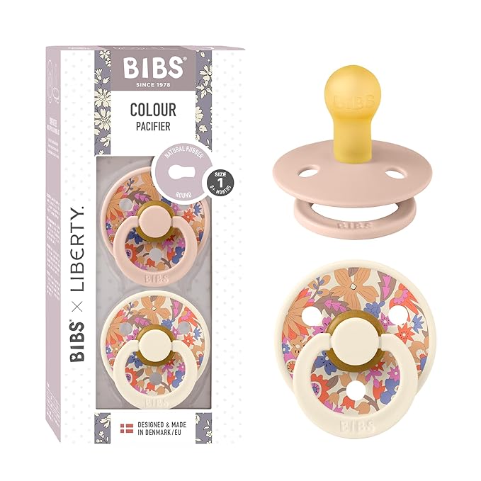 BIBS Colour Liberty Soother 2-Pack, BPA Free Dummy Pacifier, Round Nipple. by BIBS