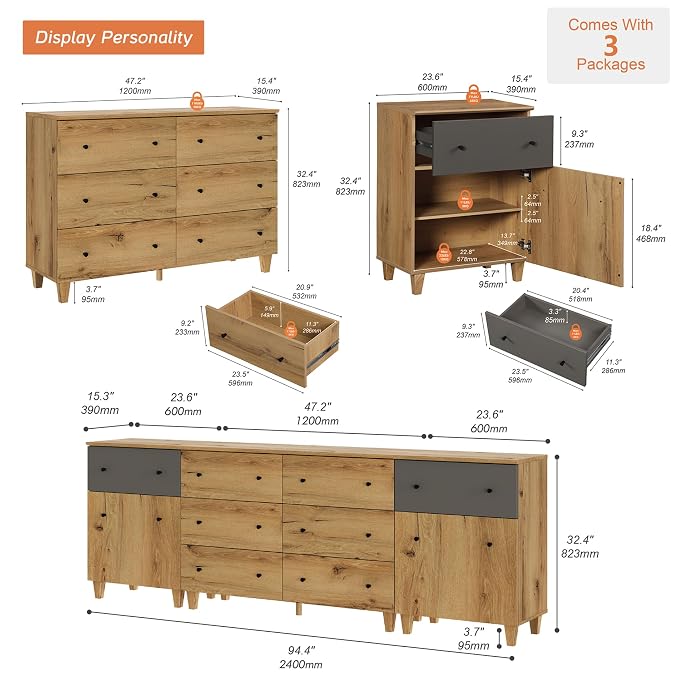 WAMPAT 8 Drawers Dresser Chests - Image 2