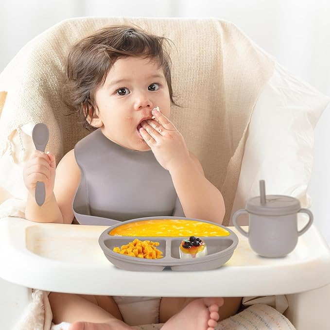 100% Silicone baby feeding set, BPA free Baby dishes set - Image 6
