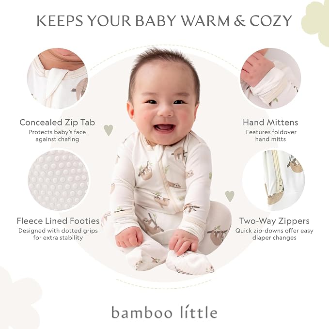 Bamboo Little Soft Baby Footie Pajamas, Baby Clothes, Newborn Sleepers - Image 2