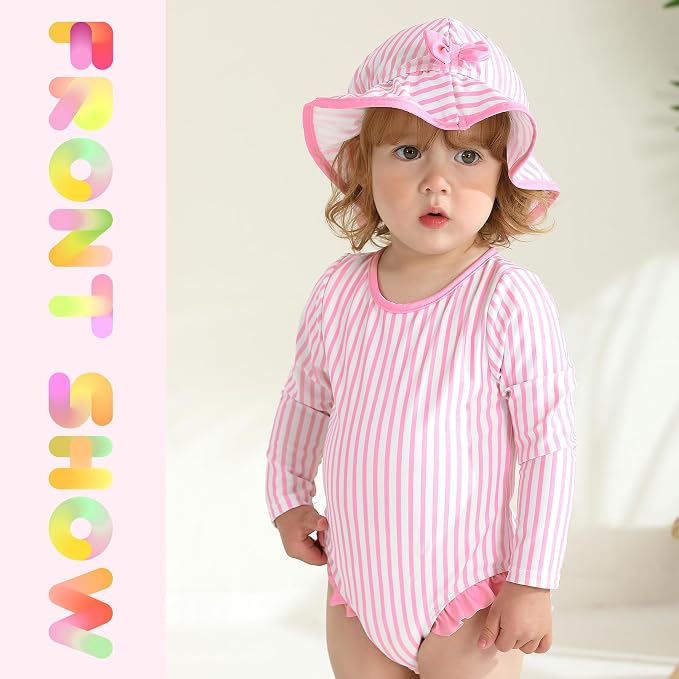 YOUNGER TREE Infant Baby Girls Swimsuit Long Sleeve Swimsuits One Piece - Image 2