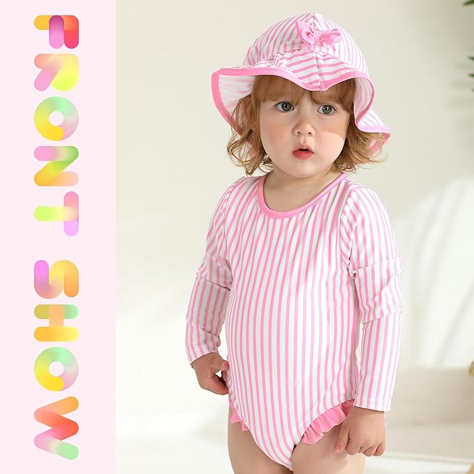 YOUNGER TREE Infant Baby Girls Swimsuit Long Sleeve Swimsuits One Piece - Image 2