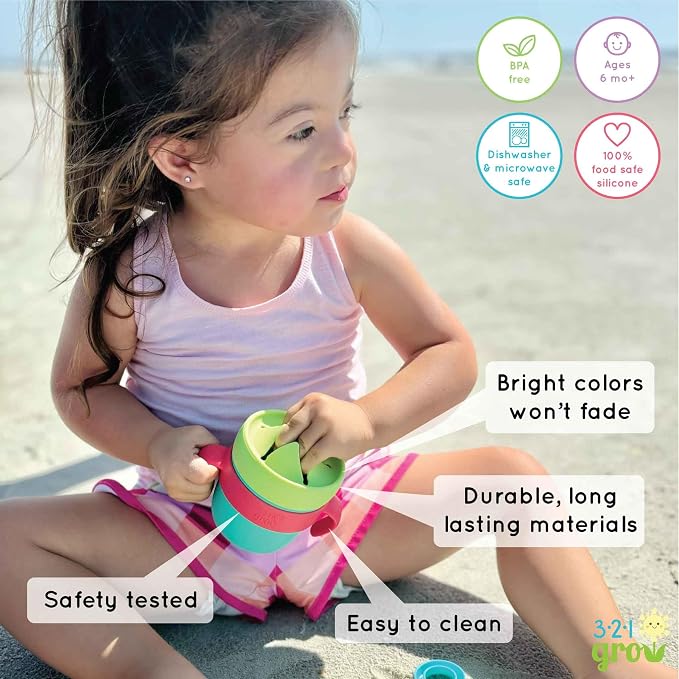 Easy Learn Drink and Snack Set – Baby + Toddler Silicone Learning Cup & Snack - Image 7