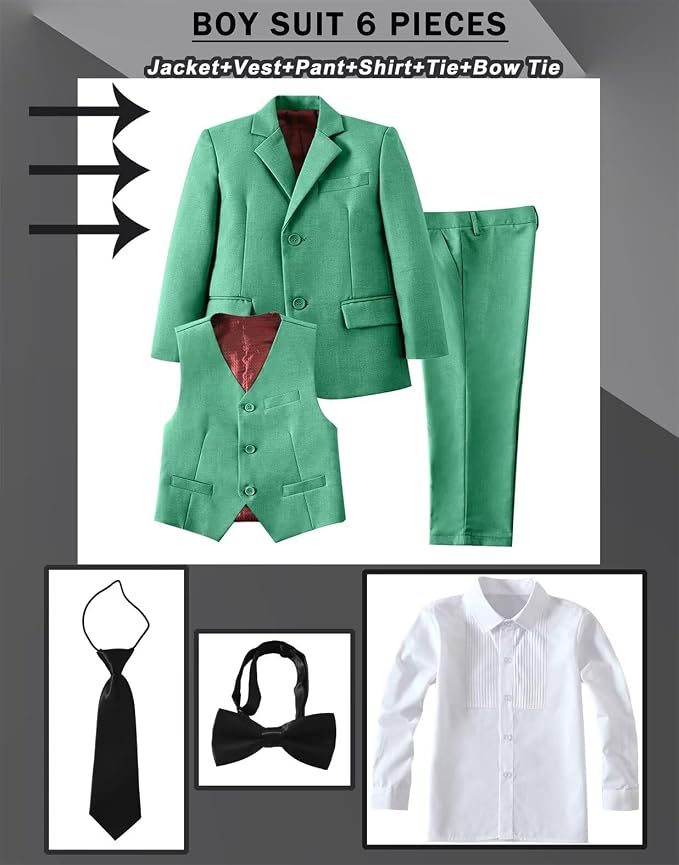 Boys Suit Set Slim Fit Kids Formal Suits Toddler Tuxedo Wedding Prom Classic - Image 3