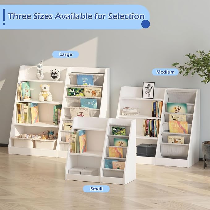 White Kids Bookshelf Wood Toy Storage Organizer Cabinet Children Bookcase - Image 6