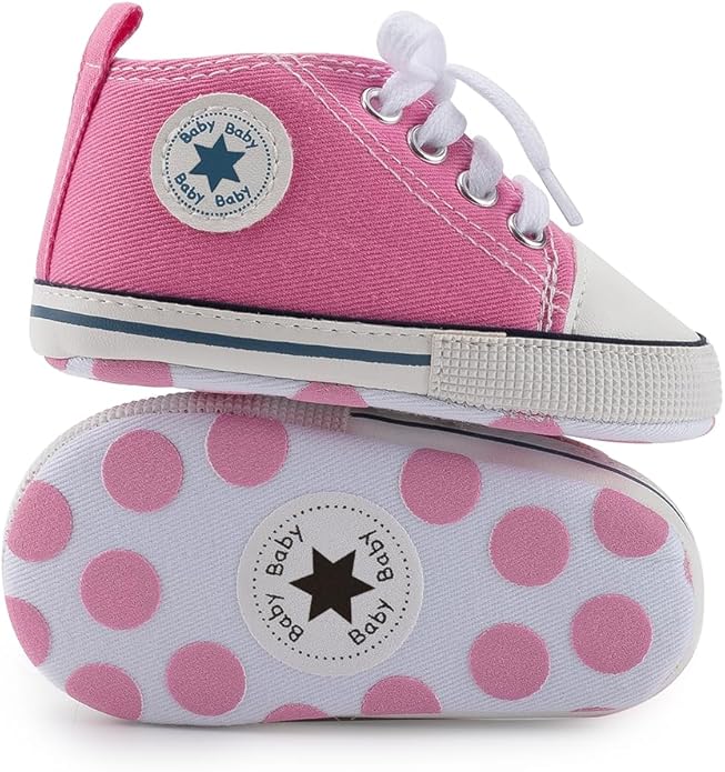 Meckior Baby Girls Boys Canvas Sneakers Soft Sole High-Top Ankle Infant First - Image 3