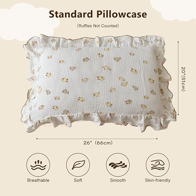 BuLuTu Duck Print Toddler Pillow Cases 20"x26", Cotton Muslin Boys Girls - Image 2