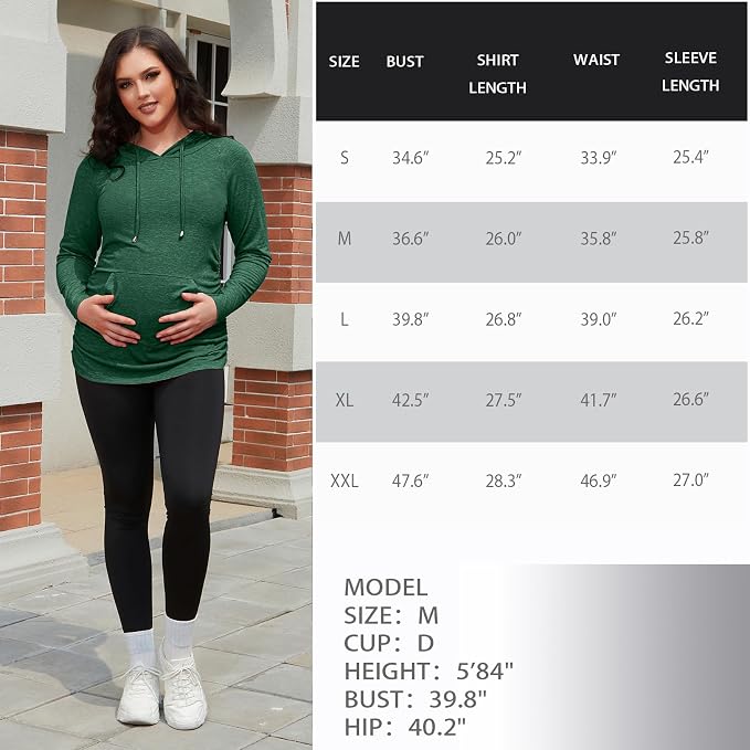 GINKANA Maternity Hoodie Long Sleeves Shirts Casual Maternity Top Pregnancy - Image 8
