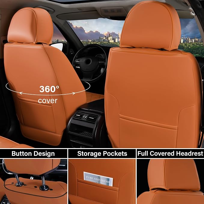 Coverado Front Seat Covers, Car Seat Covers Front Seats, Leather Seat Covers - Image 2