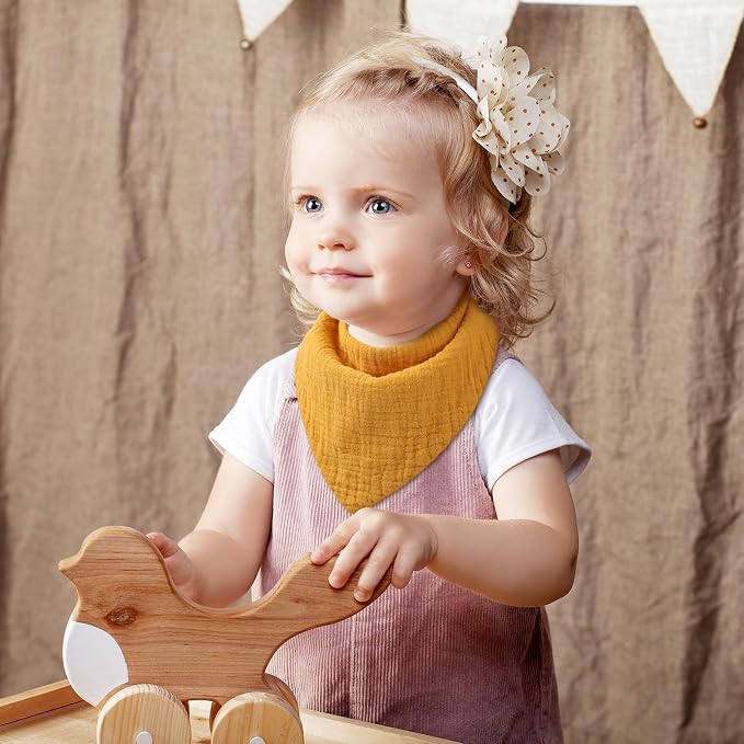 Yoofoss Muslin Baby Bibs 10 Pack 100% Organic Cotton 6-Layer Soft Absorbent - Image 6
