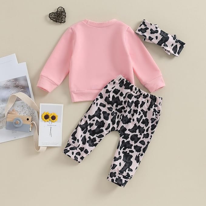 3Pcs Baby Girl Outfits Daisy Sweatshirt + Pants + Headband Infant Fall Winter - Image 7