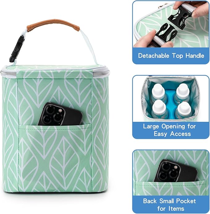 Breast Milk Cooler Bag with Ice Pack Fits 4 Baby Bottles Up to 9 Ounce - Image 3