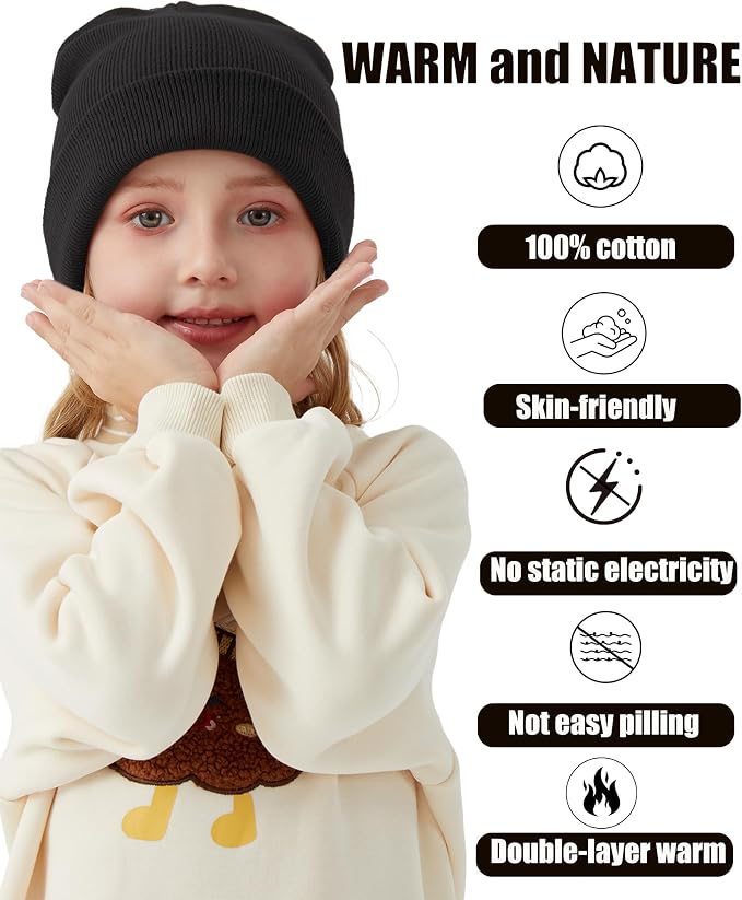 ROYBENS 100% Cotton Baby Beanie Cute Toddler Winter Hat Boys Girls Kids Soft - Image 2