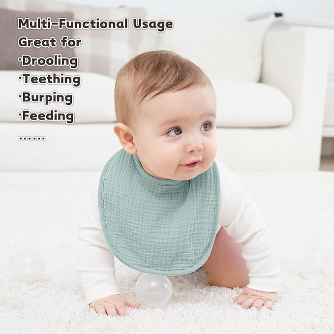 Susurration Muslin Baby Drool Bibs 6Pack Soft Square Adjustable Baby Bandana - Image 5