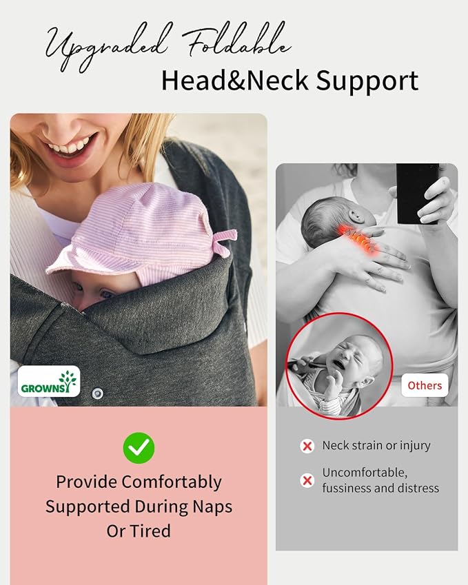 GROWNSY Baby Carrier Newborn to Toddler, Cozy Baby Wraps Carrier, Ergonomic - Image 3