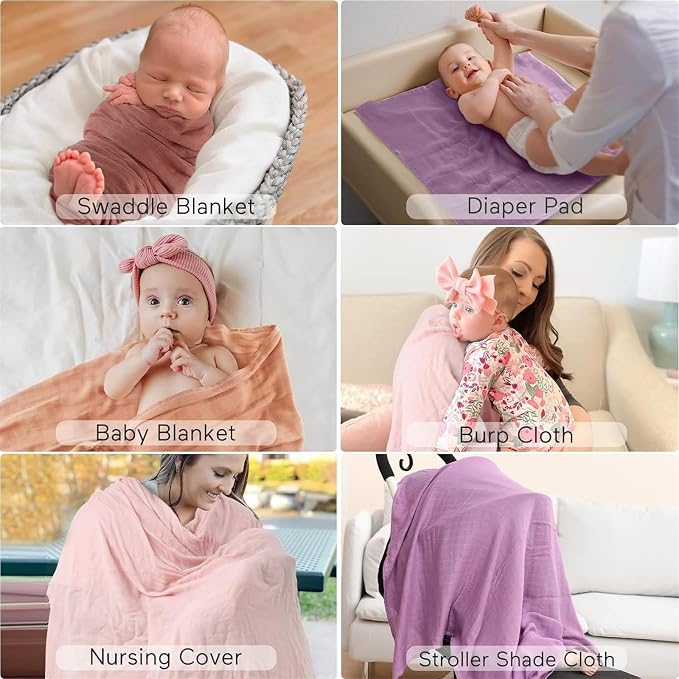 Momcozy Muslin Swaddle Blanket, 4 Pack Large 47 X 47 Inches Breathable - Image 6