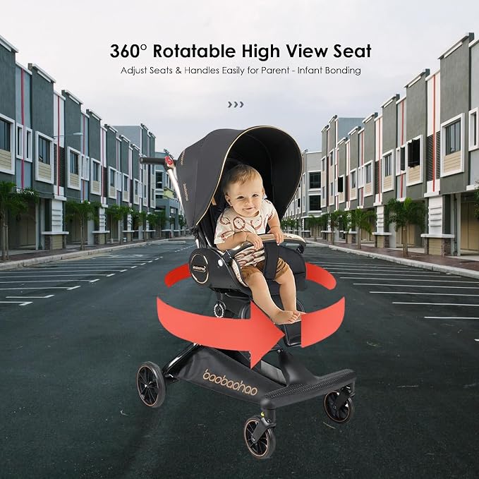 Baby Stroller Lightweight, High Landscape 360°Rotable, Adjustable Backrest - Image 2