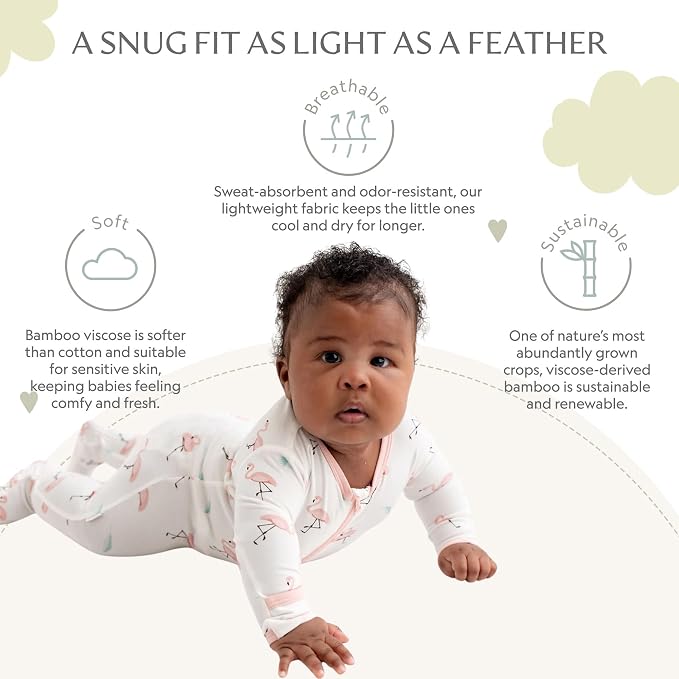 Bamboo Little Soft Baby Footie Pajamas, Baby Clothes, Newborn Sleepers - Image 3