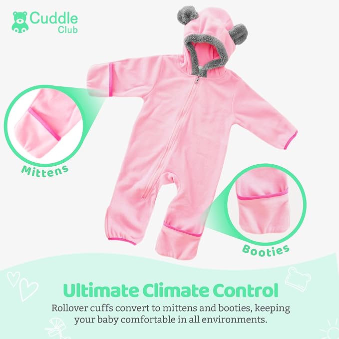 Cuddle Club Fleece Baby Bunting Bodysuit - Image 3