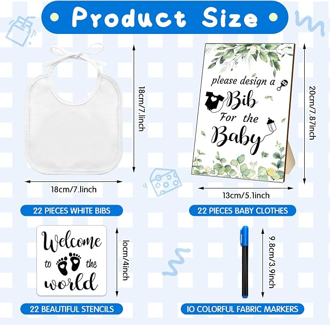 Newwiee 55 Pcs White Bibs for Baby Decorating Design a Bib Decorate Plain - Image 2