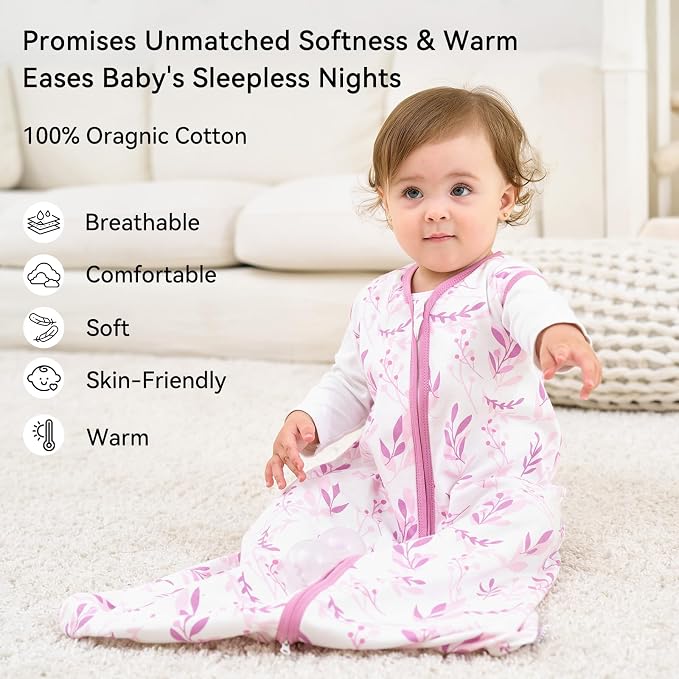Baby Sleep Sack 6-12 Months 1.0 Tog Baby Wearable Blanket 100% Cotton Sleeping - Image 2