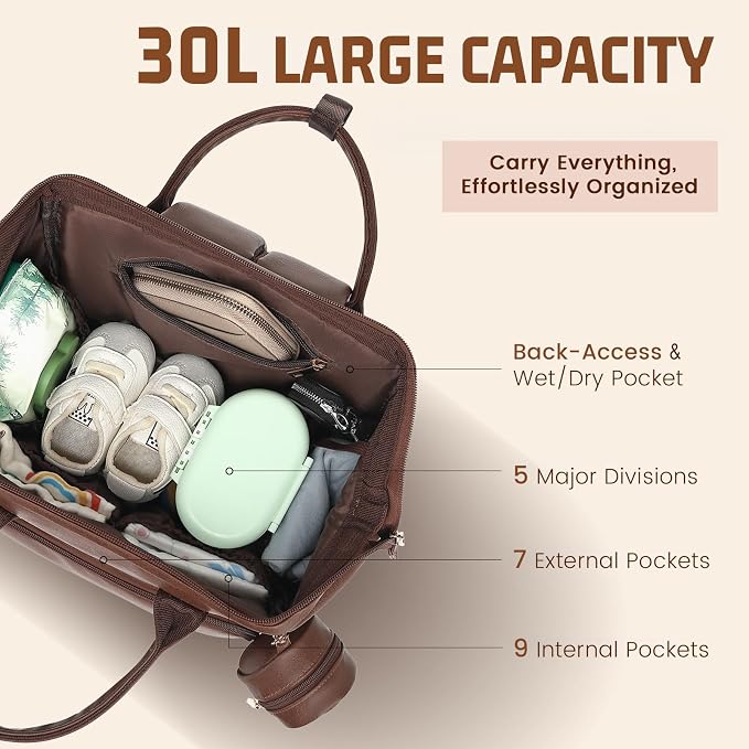 Premium Vegan Leather Diaper Bag Backpack - Image 2