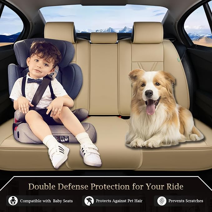 FLORICH Rear Seat Covers Leather Car Seat Covers Waterproof Back Seat Cover - Image 3