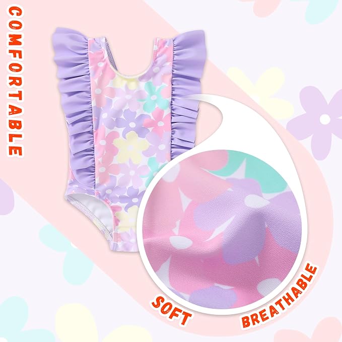 Newborn Baby Girl Ruffle Swimsuit Infant Toddler One Piece Floral Bikini Beach - Image 6