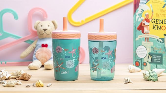 Zak Designs Shells Kelso Tumbler Set, Leak-Proof Screw-On Lid - Image 7
