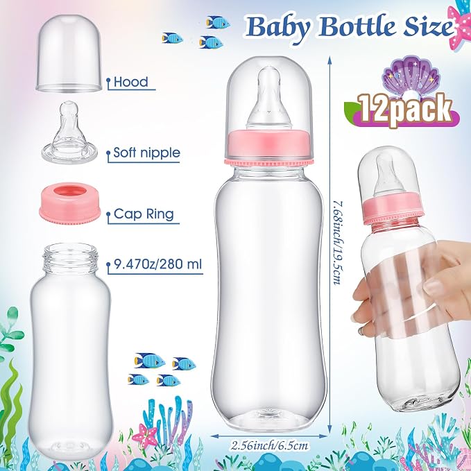 TrelaCo Mermaid Cool Baby Shower Games Bottle Chug Sign Wooden Mermaid Theme - Image 3