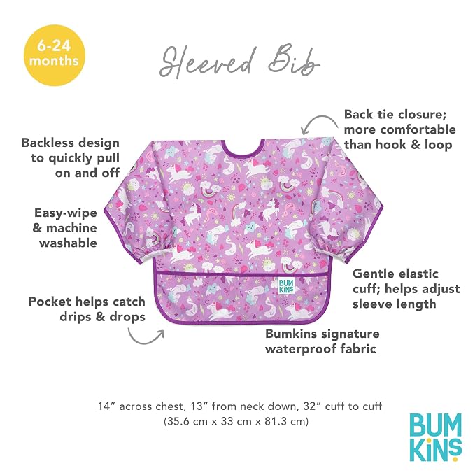 Bumkins Sleeved Bib for Girl or Boy, Baby and Toddler for 6-24 Mos Essential - Image 5