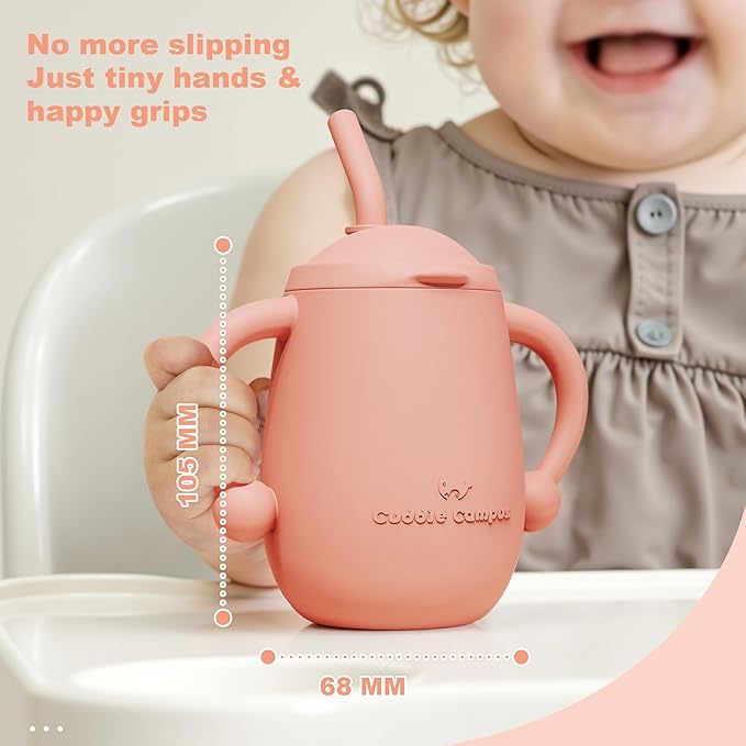 Cuddle Campus Pack of 2 Silicone Baby Training Cup, Shatterproof Toddler Sippy - Image 3