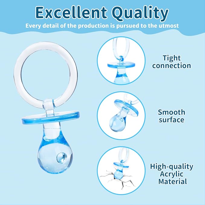 72 Pcs Baby Shower Pacifiers, 2.75’’ Plastic Pacifiers - Image 3