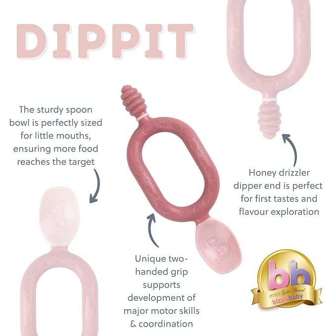 Bibado - Dippit Baby Spoon and Dipper, Blush - Soft, Chewable Dipper & Deep - Image 5